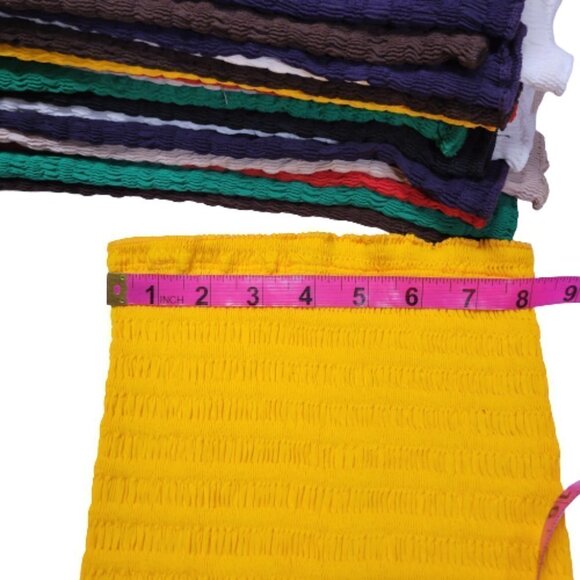 YELLOW Smocked Strapless Stretchy Waist Length Tube Top - One Size - NEW - Picture 3 of 7